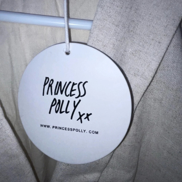 Princess Polly Turin Long Sleeve Belted Mini Dress Beige Size 2 Preppy Office - Picture 4 of 10